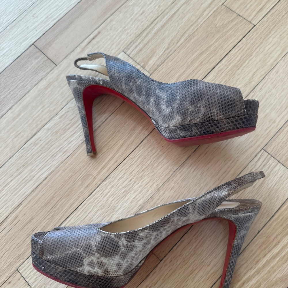 Christian Louboutin Python Embossed Slingback Hee… - image 3